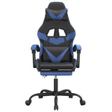 Vidaxl gamestoel met voetensteun kunstleer zwart en blauw