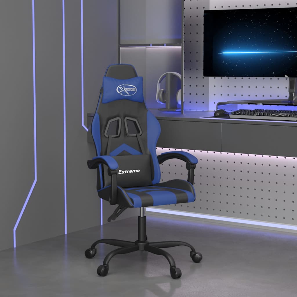 Vidaxl gamestoel kunstleer zwart en blauw