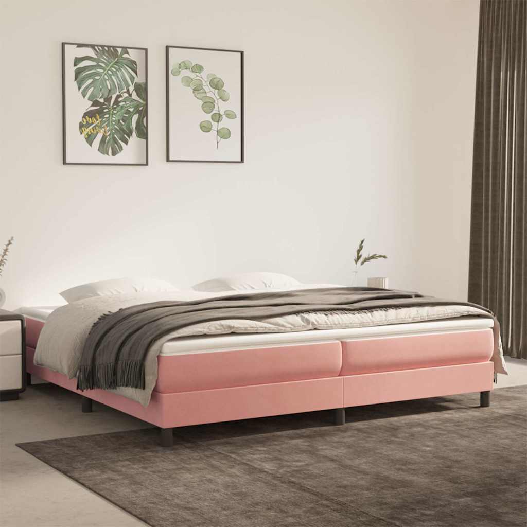 Vidaxl boxspring bed fluweel roze 200x200 cm