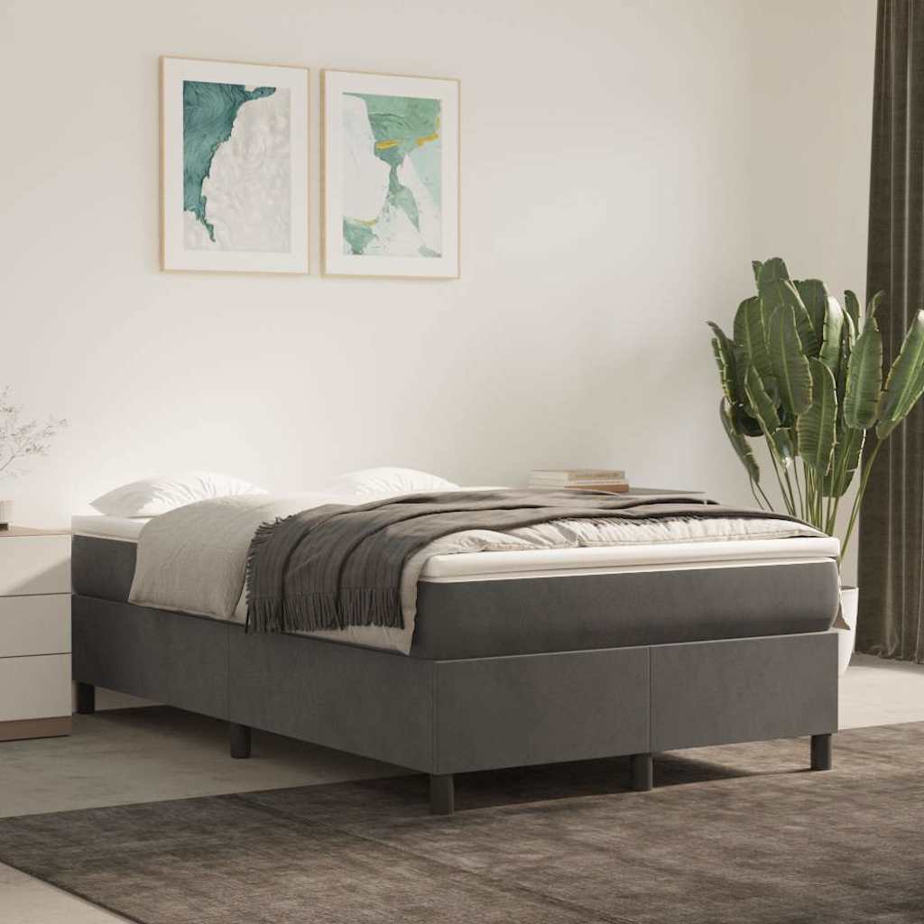 Vidaxl boxspring bed 120x200 cm fluweel donkergrijs