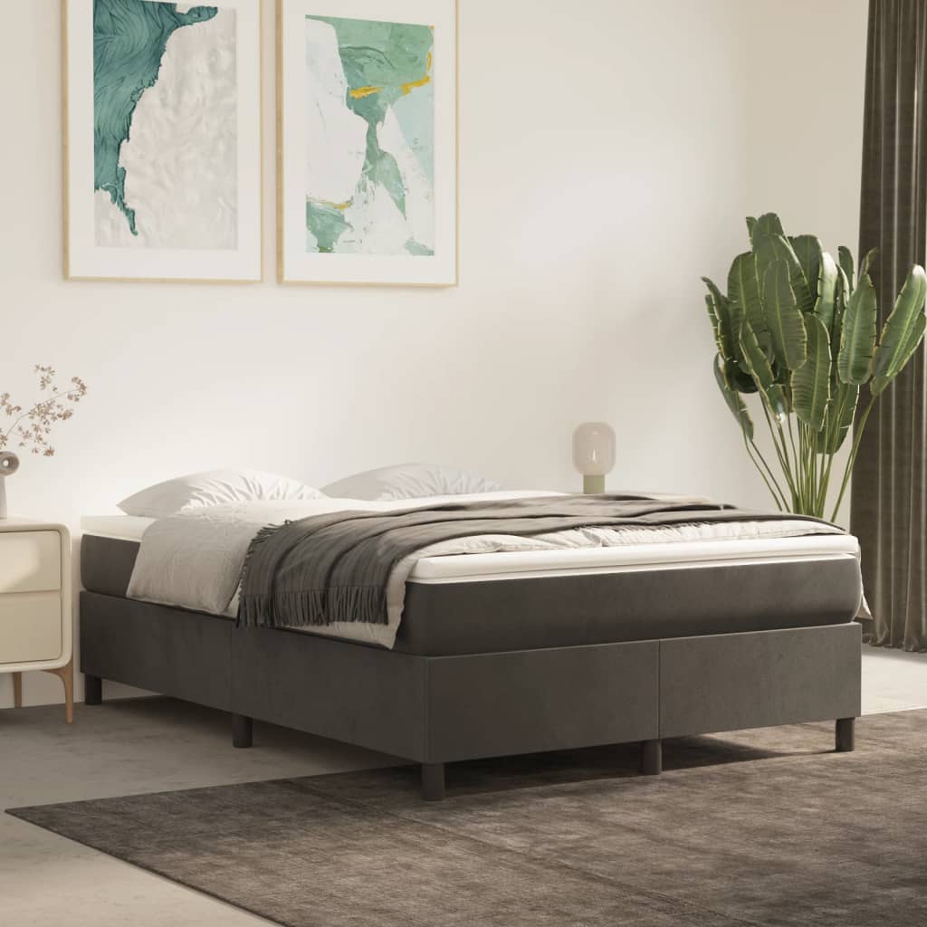 Vidaxl boxspring bed 140x200 cm fluweel donkergrijs