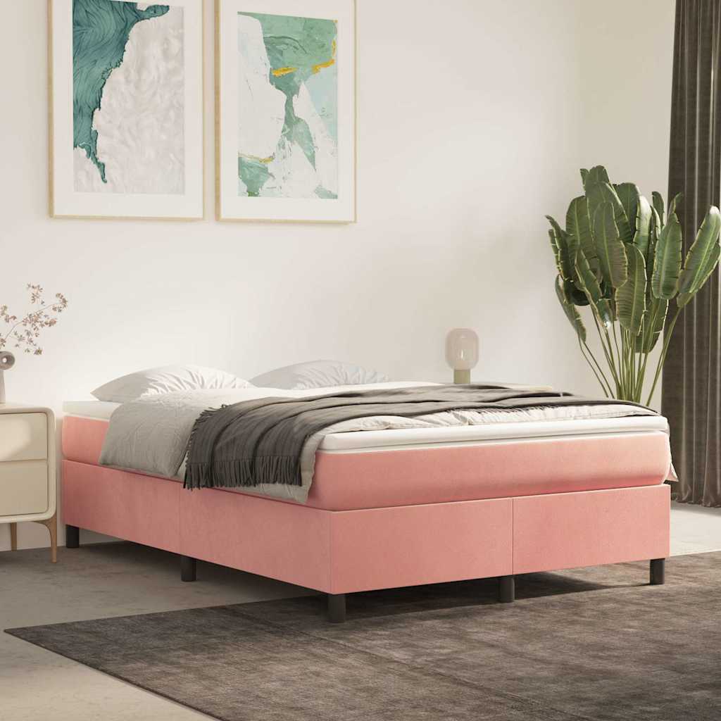 Vidaxl boxspring bed fluweel roze 140x200 cm