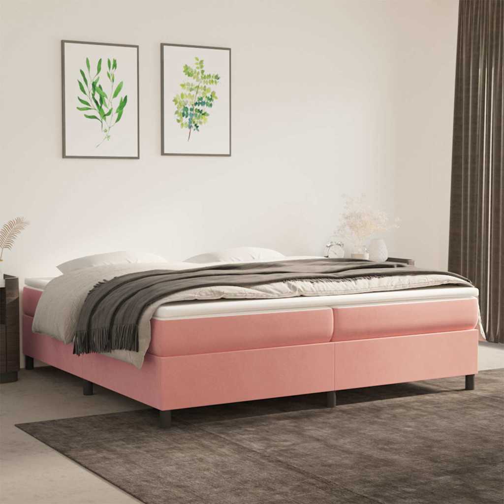 Vidaxl boxspring bed fluweel roze 200x200 cm