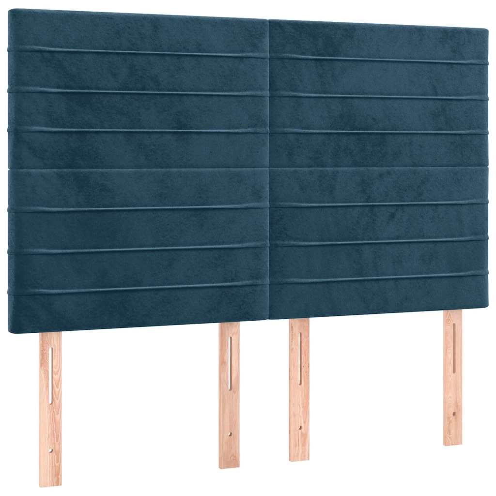 Vidaxl hoofdbord donkerblauw 144x5x118 128 cm fluweel