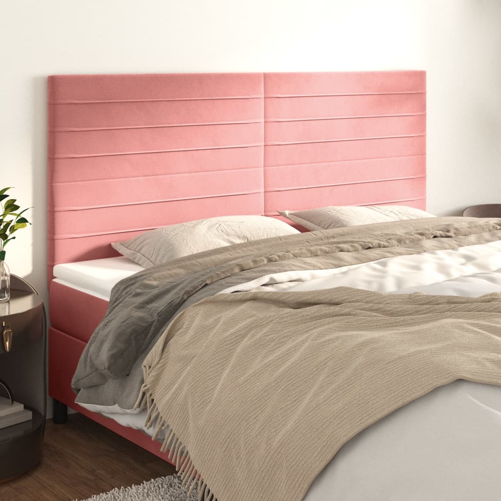 Vidaxl hoofdbord roze 160x5x118 128 cm fluweel