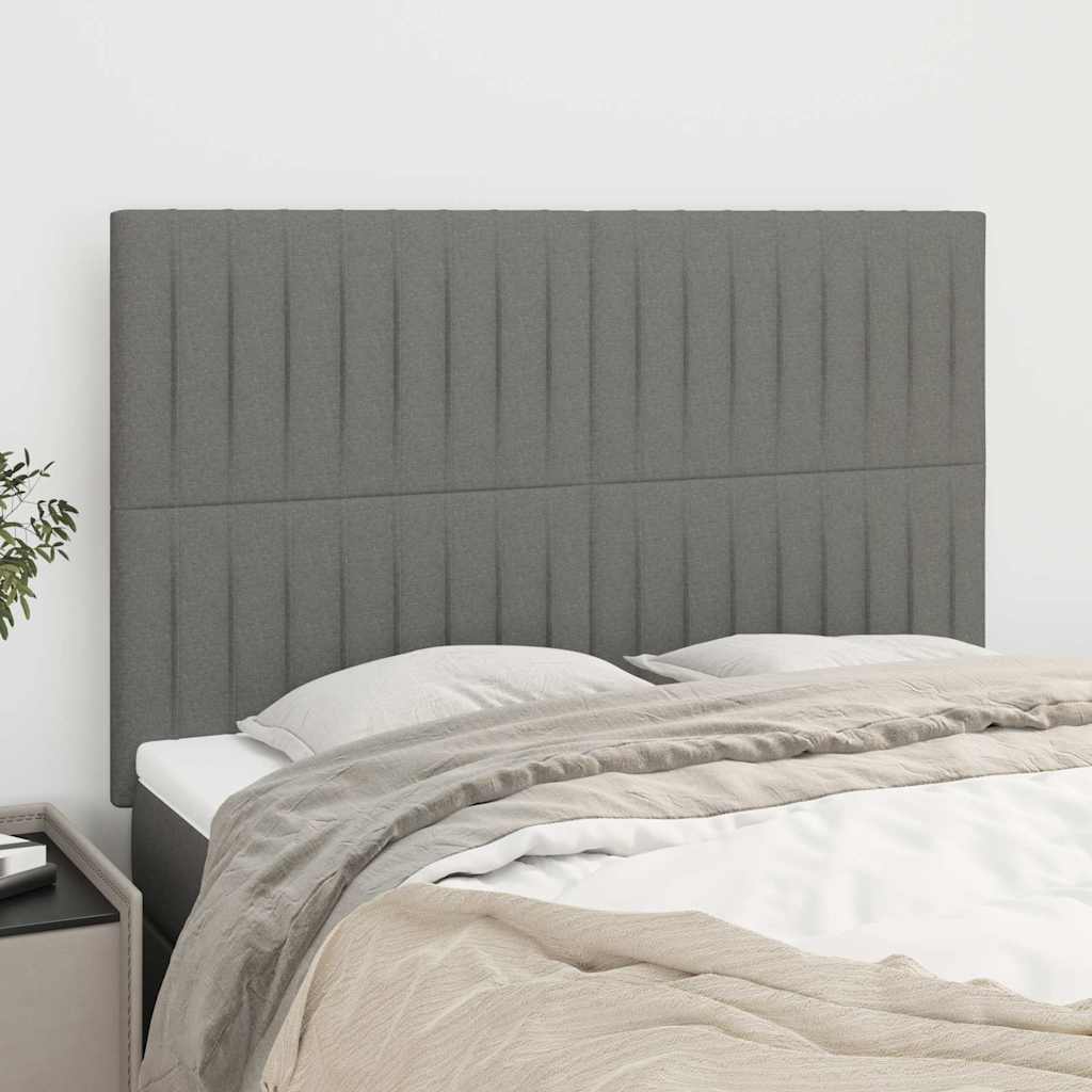 Vidaxl hoofdbord donkergrijs 144x5x118 128 cm stof
