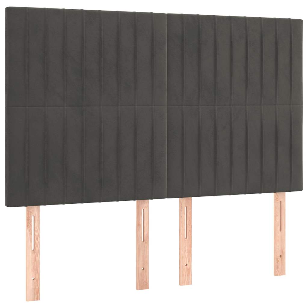 Vidaxl hoofdbord donkergrijs 144x5x118 128 cm fluweel