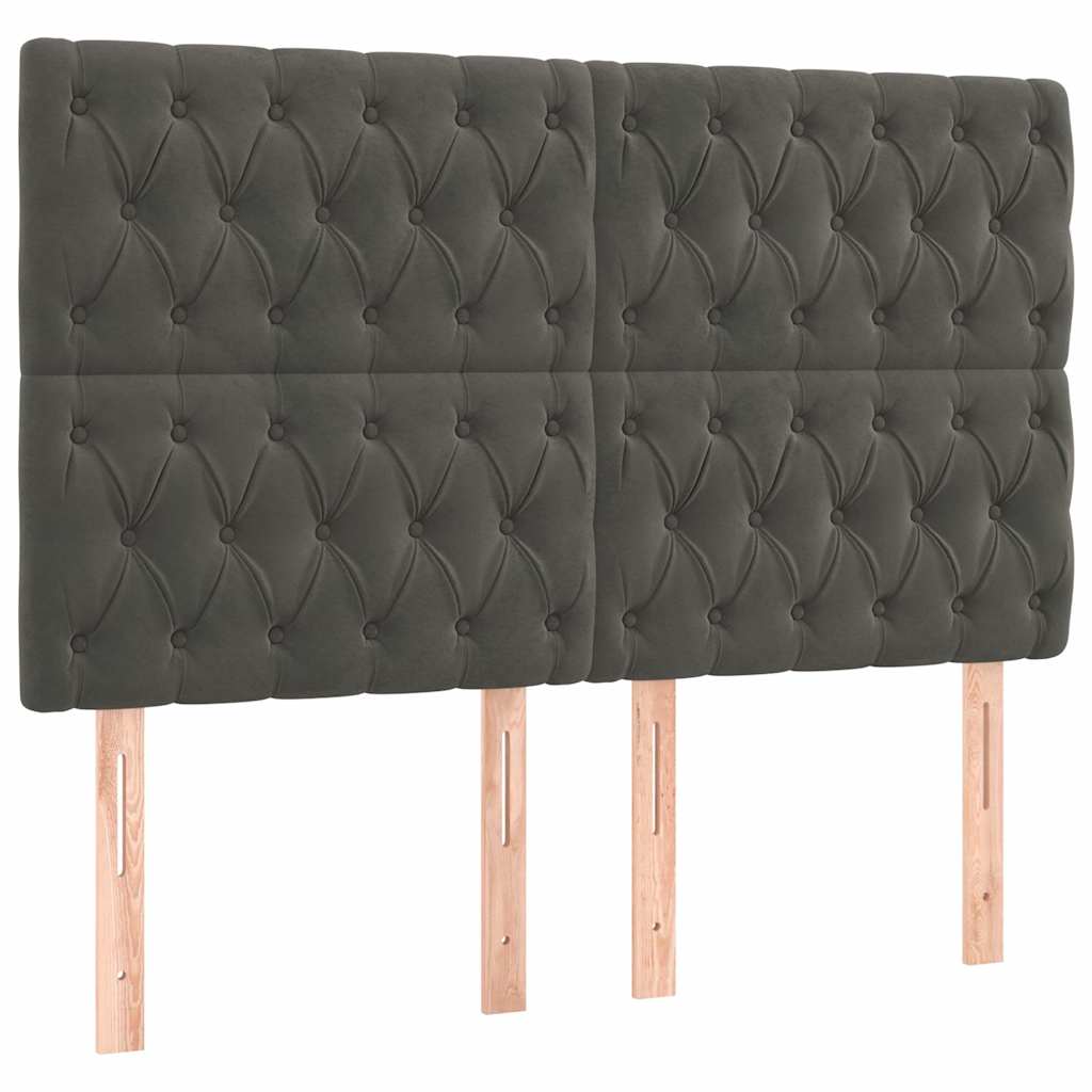 Vidaxl hoofdbord donkergrijs 160x7x118 128 cm fluweel