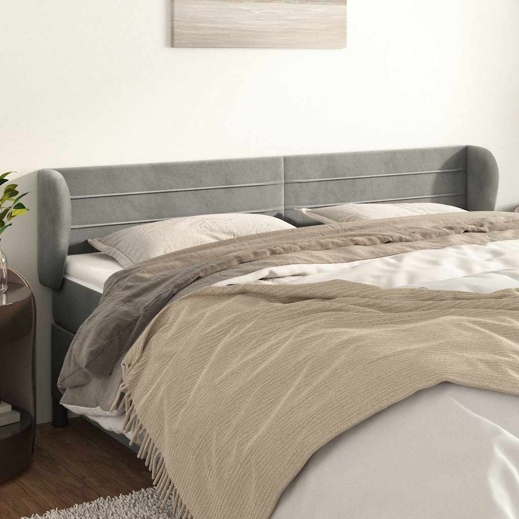 Vidaxl hoofdbord met randen 163x23x78 88 cm fluweel lichtgrijs