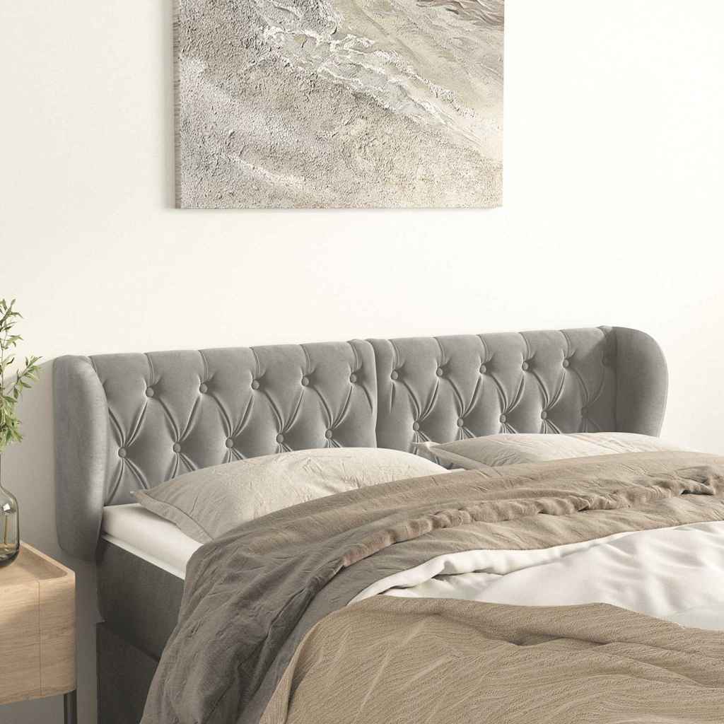 Vidaxl hoofdbord met randen 147x23x78 88 cm fluweel lichtgrijs