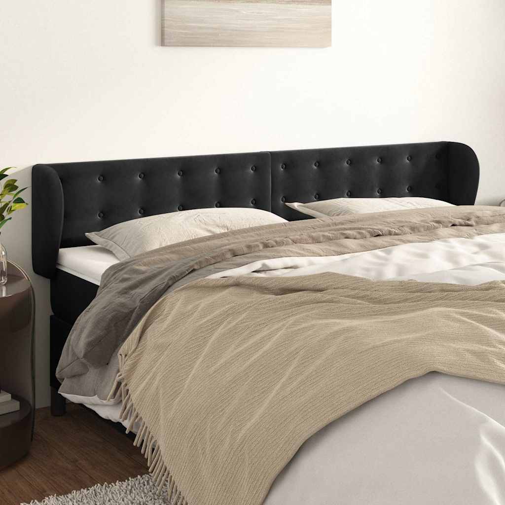 Vidaxl hoofdbord met randen 203x23x78 88 cm fluweel zwart