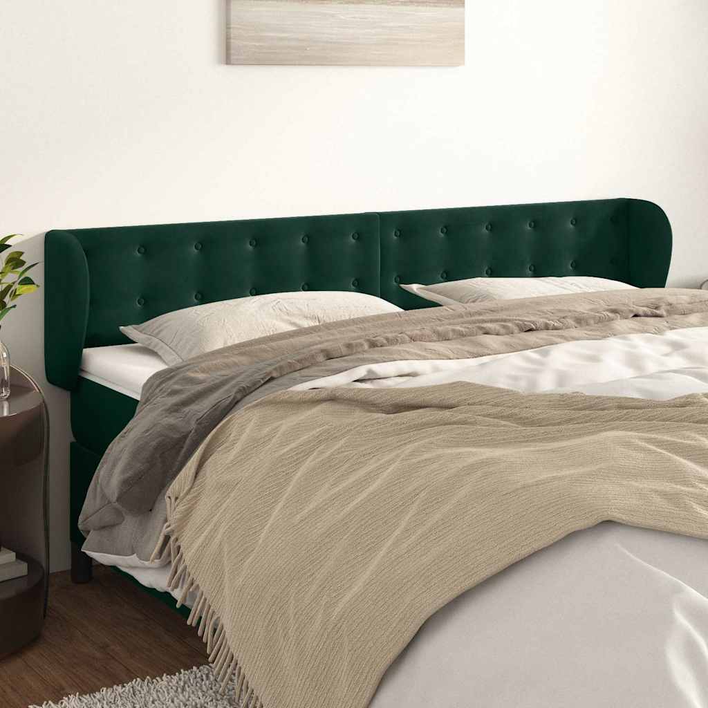 Vidaxl hoofdbord met randen 203x23x78 88 cm fluweel donkergroen