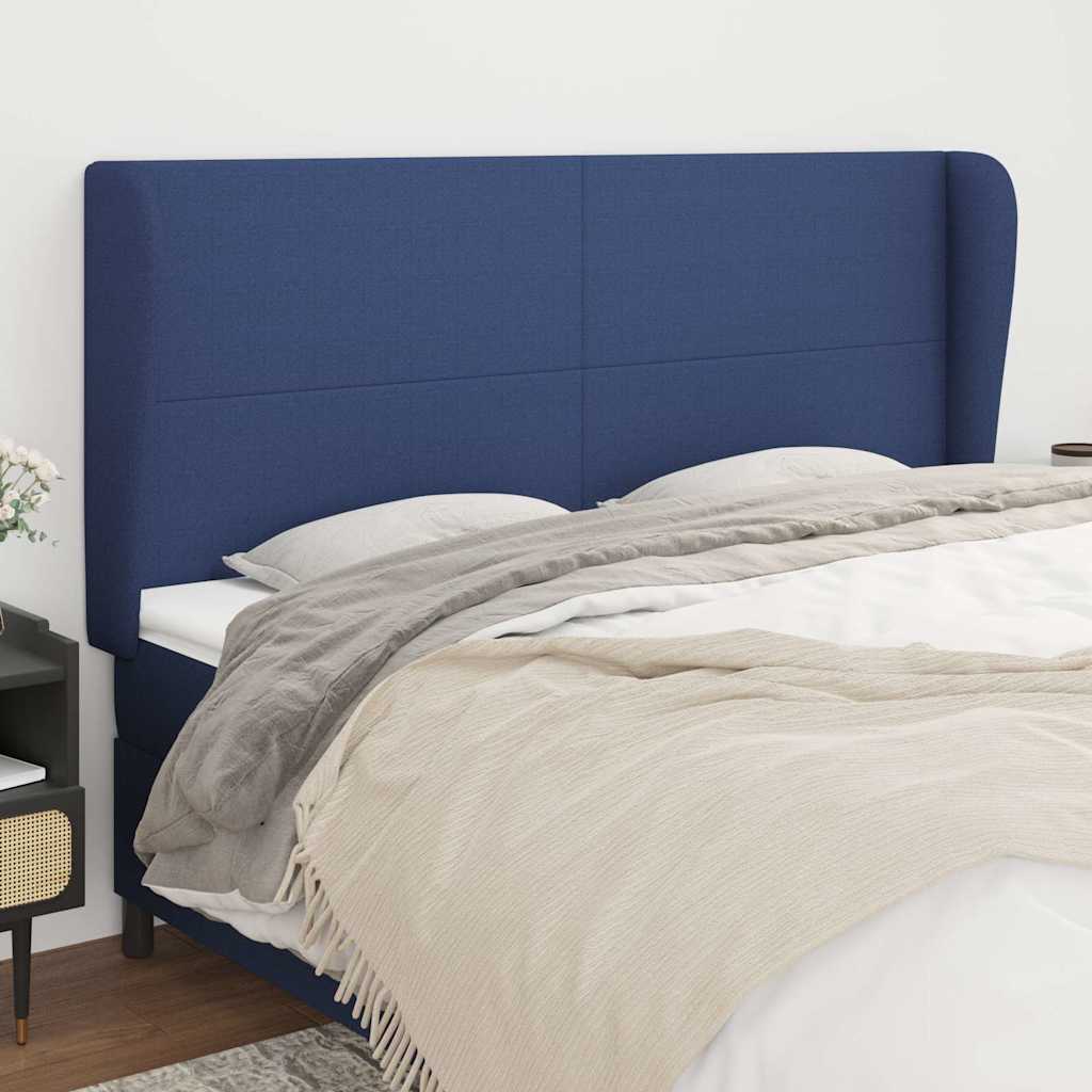 Vidaxl hoofdbord met randen 183x23x118 128 cm stof blauw