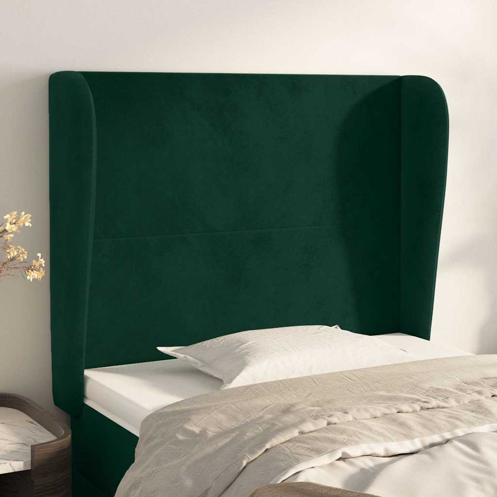 Vidaxl hoofdbord met randen 103x23x118 128 cm fluweel donkergroen