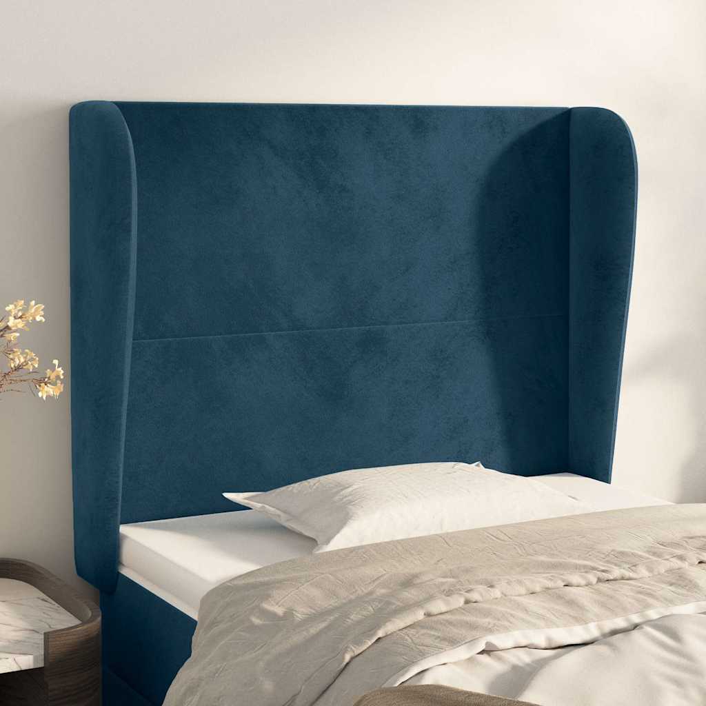 Vidaxl hoofdbord met randen 103x23x118 128 cm fluweel donkerblauw