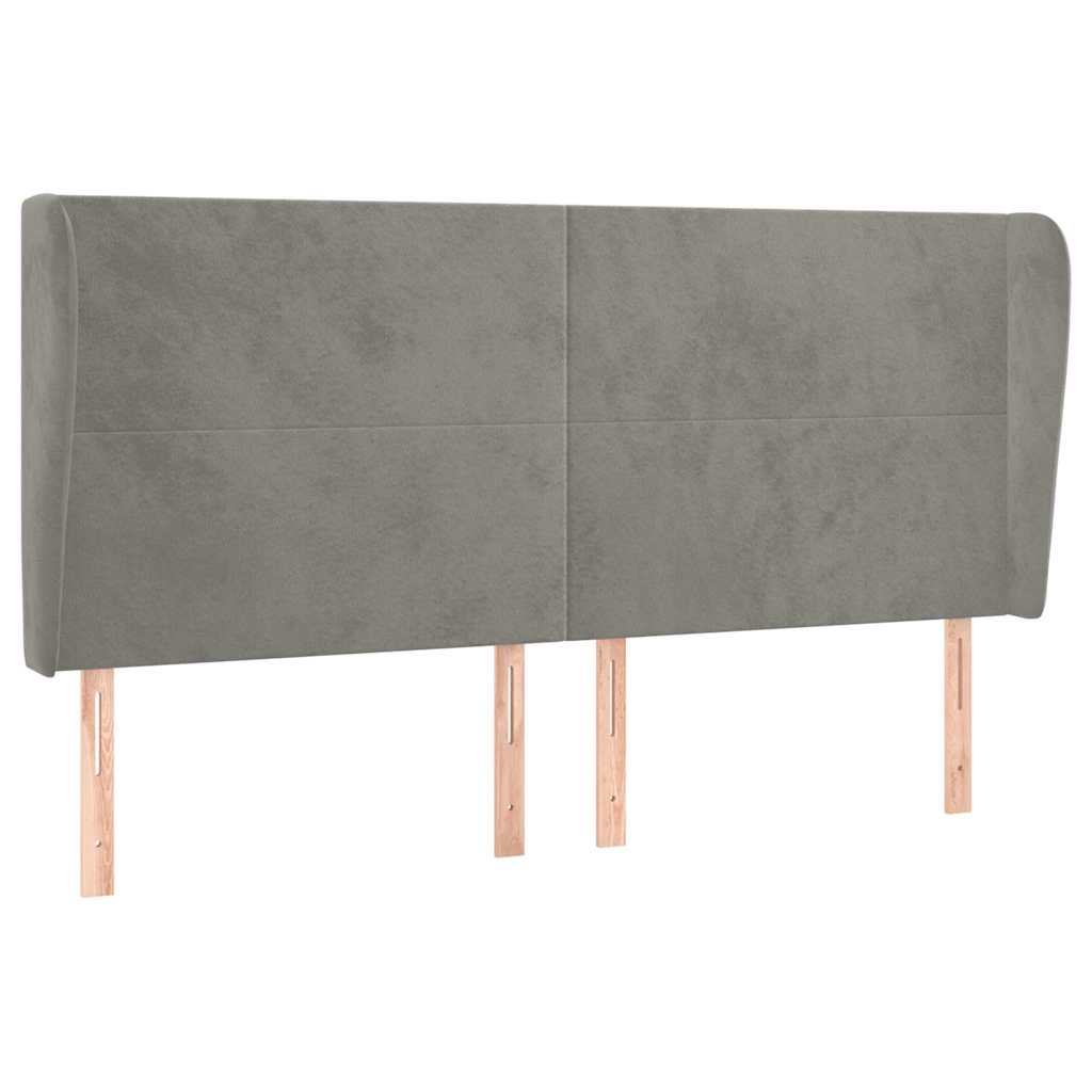Vidaxl hoofdbord met randen 203x23x118 128 cm fluweel lichtgrijs
