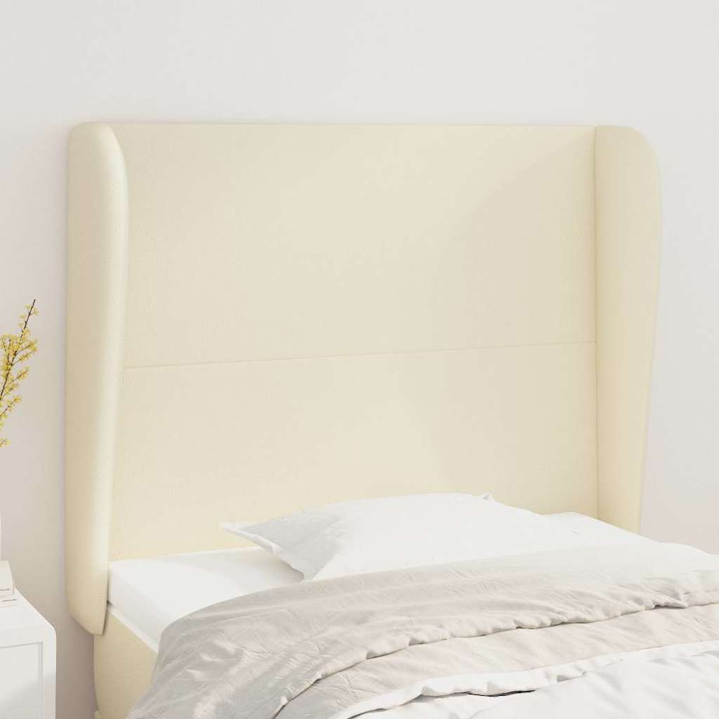 Vidaxl hoofdbord met randen 93x23x118 128 cm kunstleer crèmekleurig
