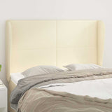 Vidaxl hoofdbord met randen 147x23x118 128 cm kunstleer crèmekleurig