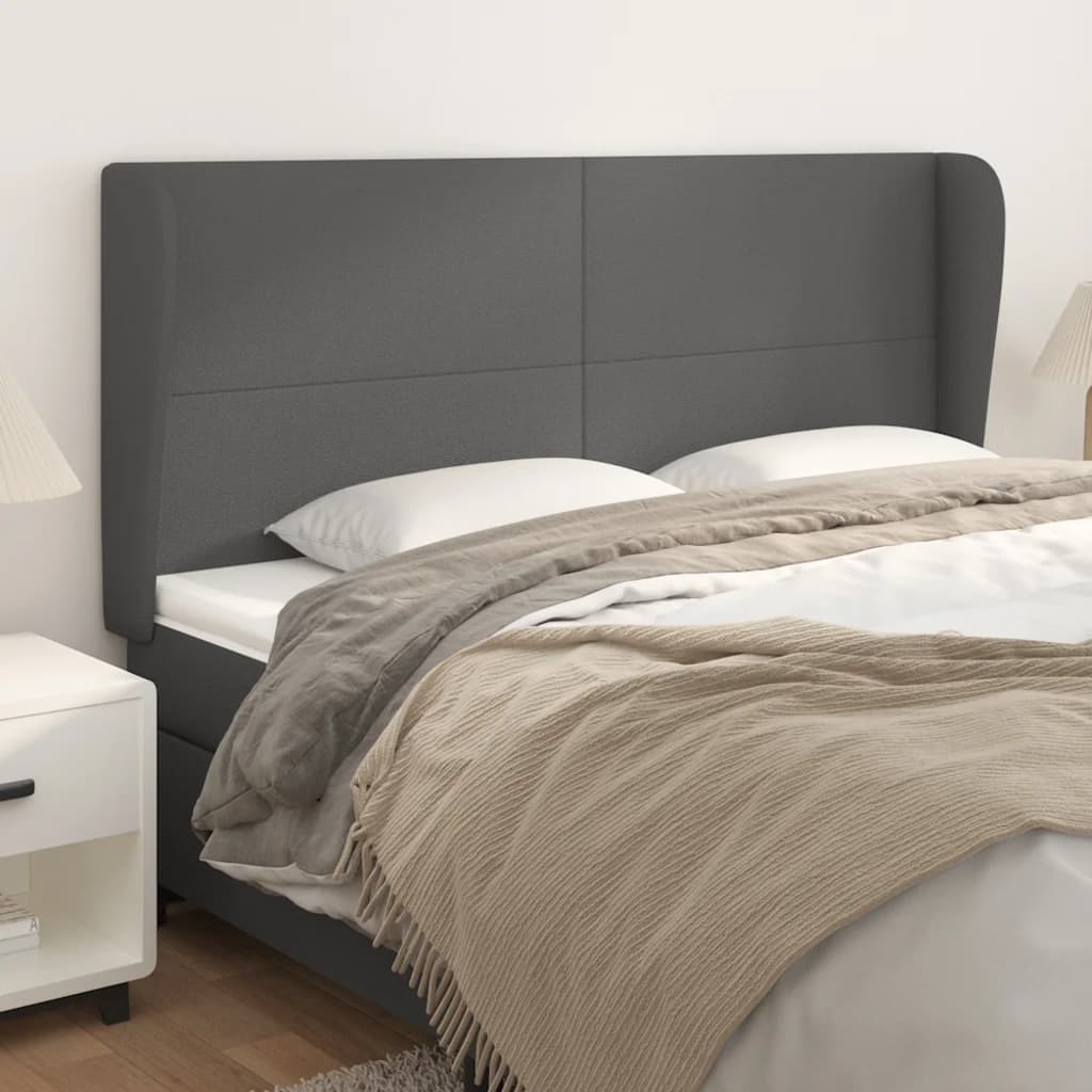 Vidaxl hoofdbord met randen 183x23x118 128 cm kunstleer grijs