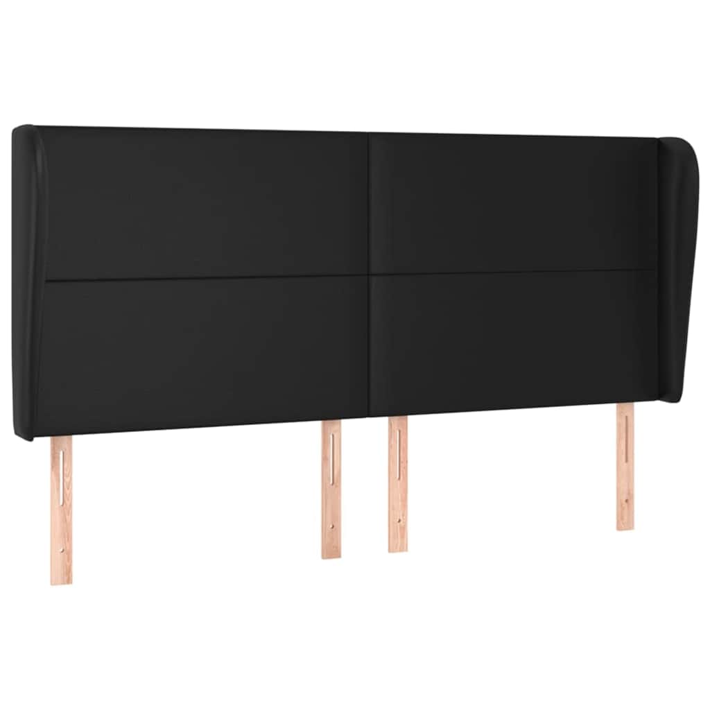Vidaxl hoofdbord met randen 203x23x118 128 cm kunstleer zwart