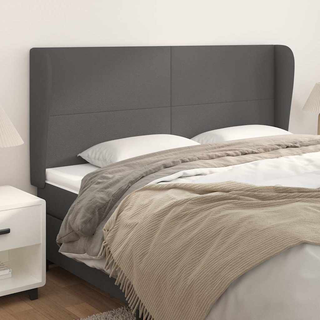 Vidaxl hoofdbord met randen 203x23x118 128 cm kunstleer grijs