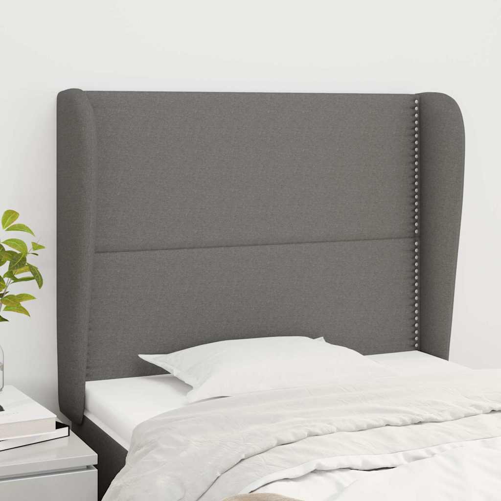 Vidaxl hoofdbord met randen 103x23x118 128 cm stof donkergrijs