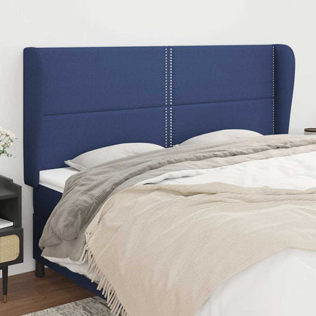 Vidaxl hoofdbord met randen 203x23x118 128 cm stof blauw
