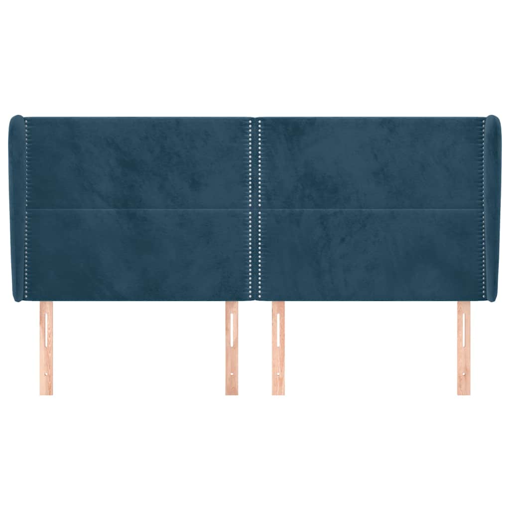 Vidaxl hoofdbord met randen 203x23x118 128 cm fluweel donkerblauw