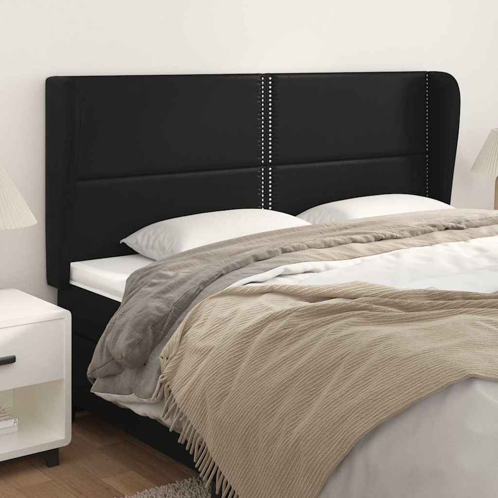 Vidaxl hoofdbord met randen 203x23x118 128 cm kunstleer zwart