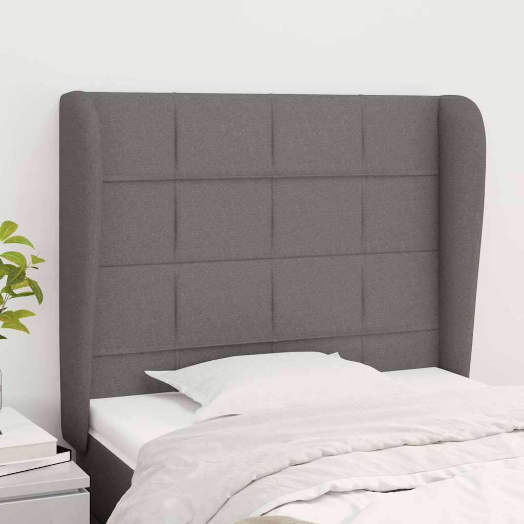 Vidaxl hoofdbord met randen 103x23x118 128 cm stof donkergrijs
