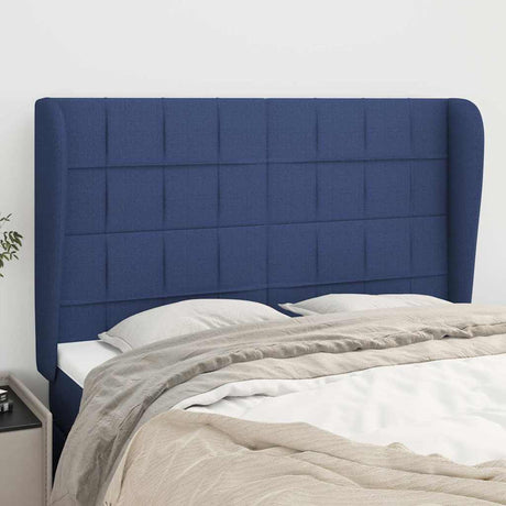 Vidaxl hoofdbord met randen 147x23x118 128 cm stof blauw