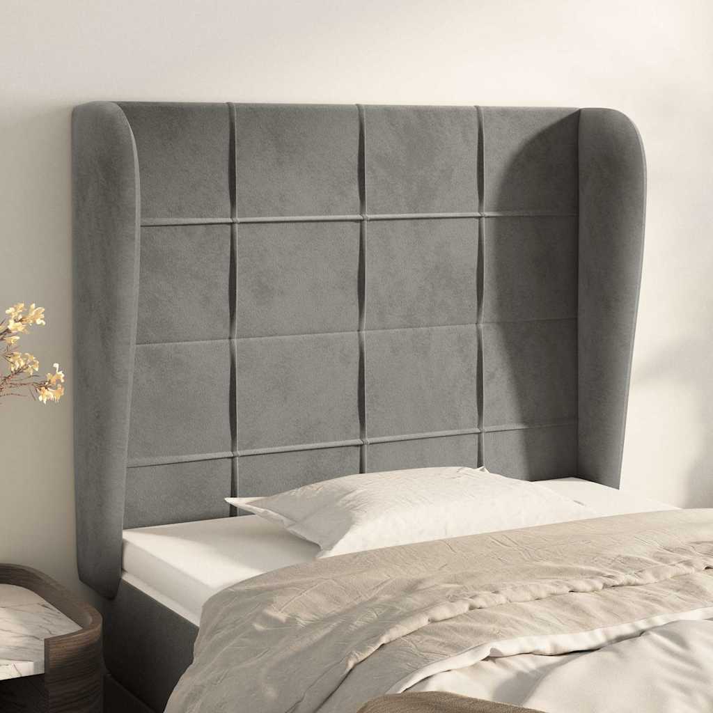 Vidaxl hoofdbord met randen 83x23x118 128 cm fluweel lichtgrijs