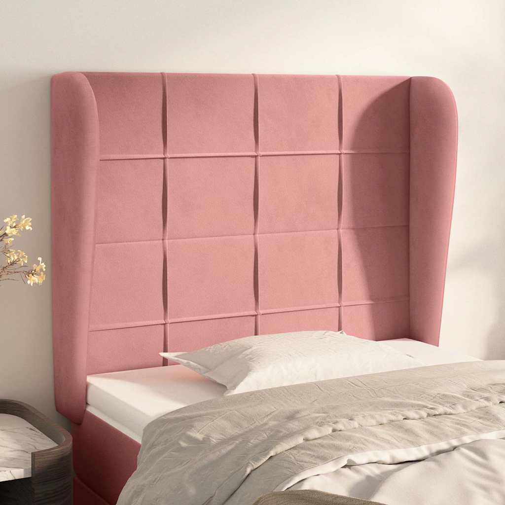 Vidaxl hoofdbord met randen 83x23x118 128 cm fluweel roze