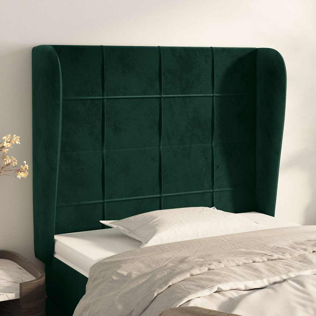 Vidaxl hoofdbord met randen 103x23x118 128 cm fluweel donkergroen