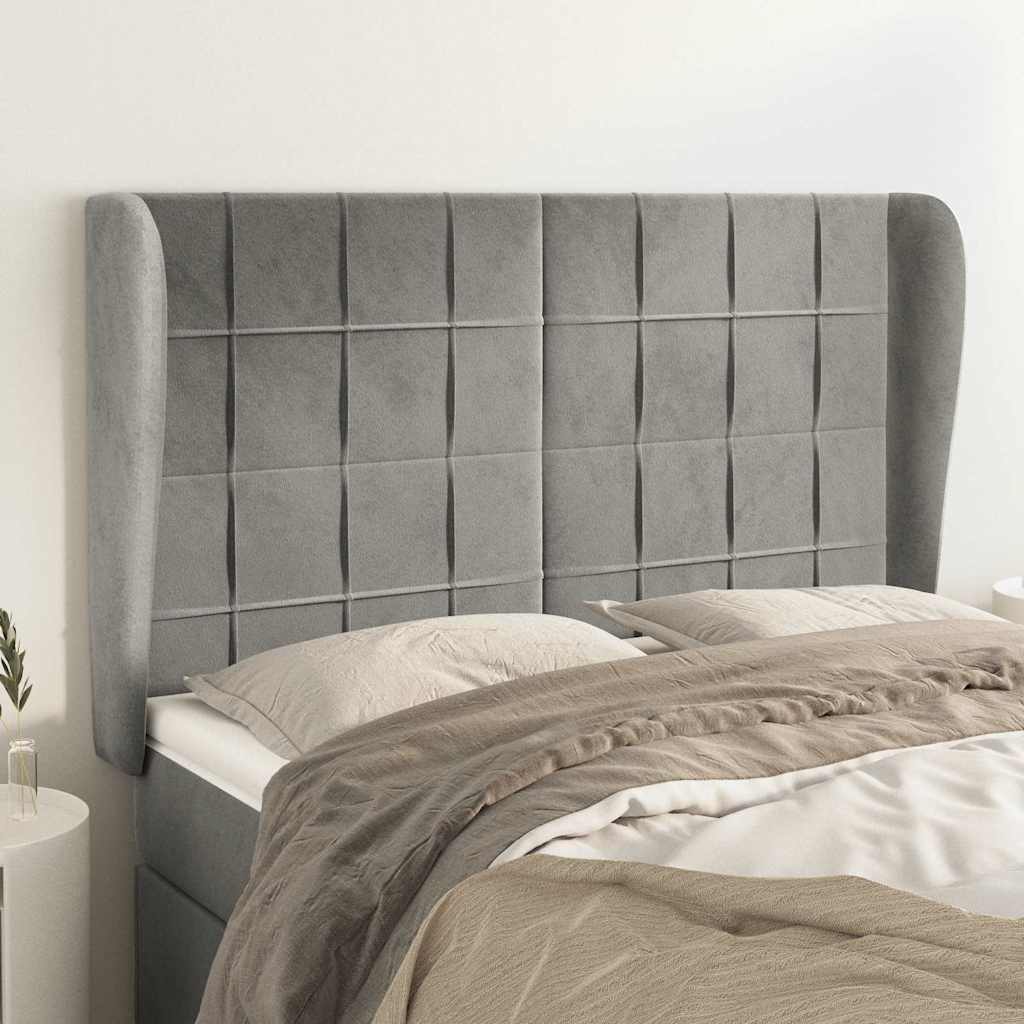 Vidaxl hoofdbord met randen 147x23x118 128 cm fluweel lichtgrijs