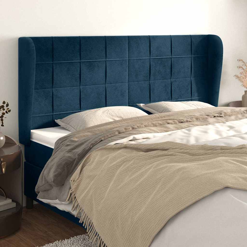 Vidaxl hoofdbord met randen 163x23x118 128 cm fluweel donkerblauw