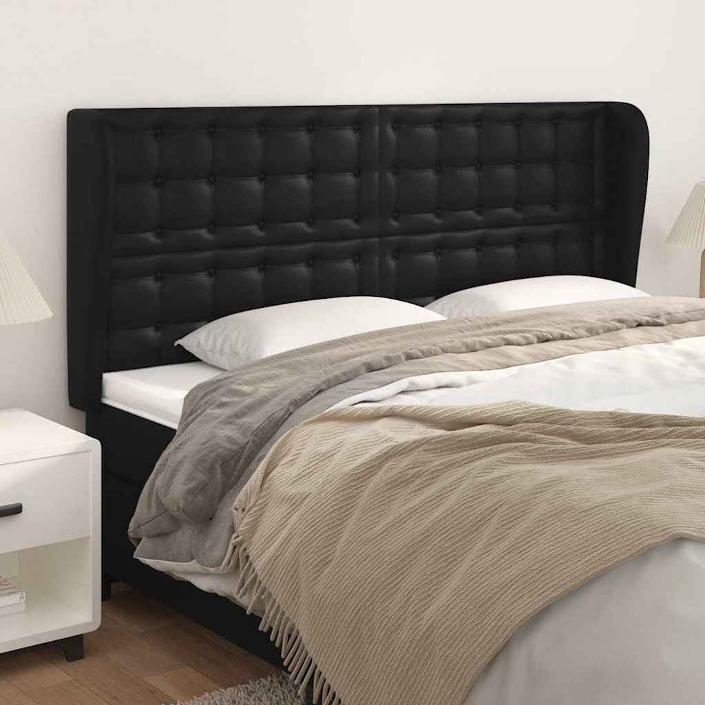 Vidaxl hoofdbord met randen 163x23x118 128 cm kunstleer zwart
