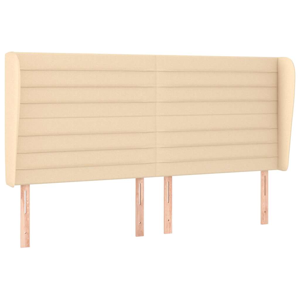 Vidaxl hoofdbord met randen 203x23x118 128 cm stof crèmekleurig