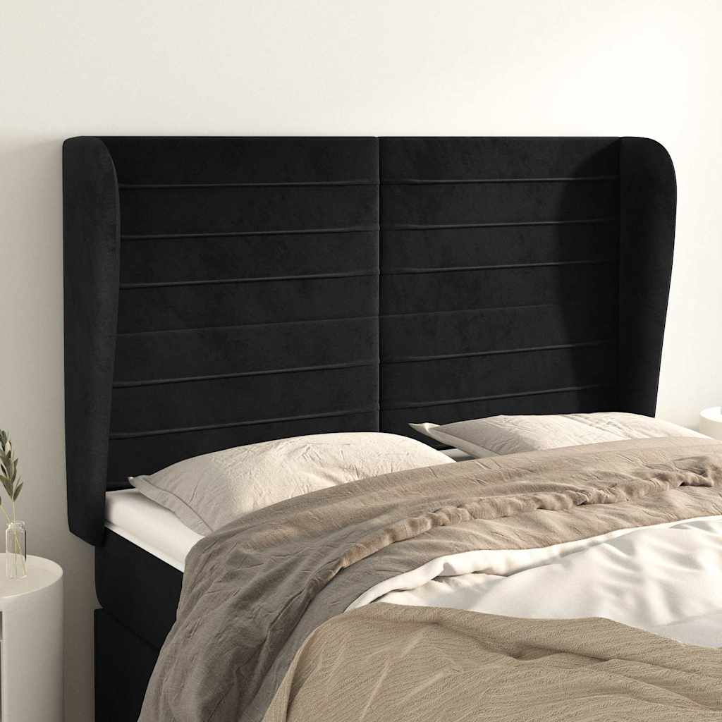Vidaxl hoofdbord met randen 147x23x118 128 cm fluweel zwart