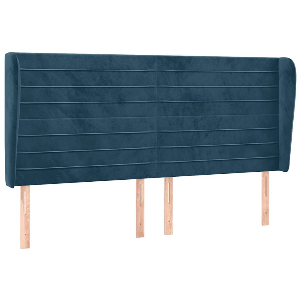 Vidaxl hoofdbord met randen 163x23x118 128 cm fluweel donkerblauw