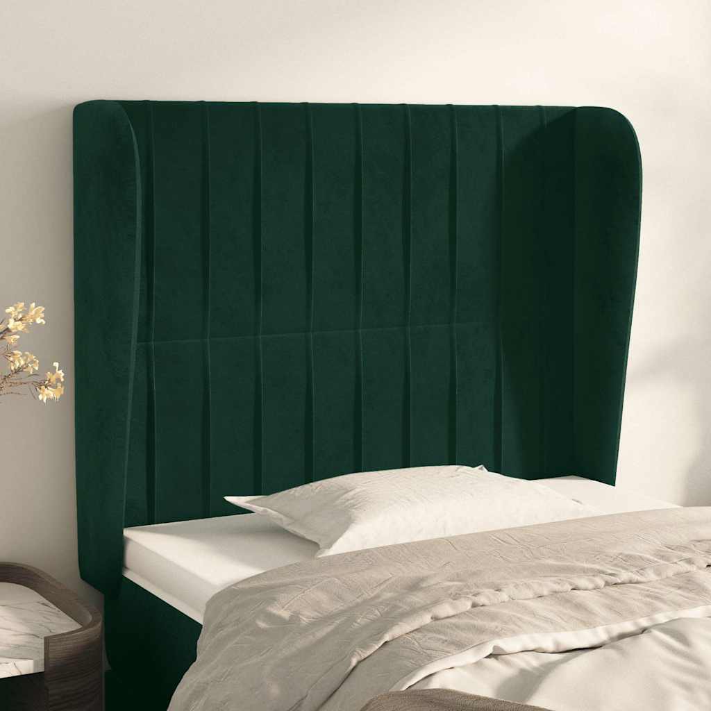 Vidaxl hoofdbord met randen 93x23x118 128 cm fluweel donkergroen