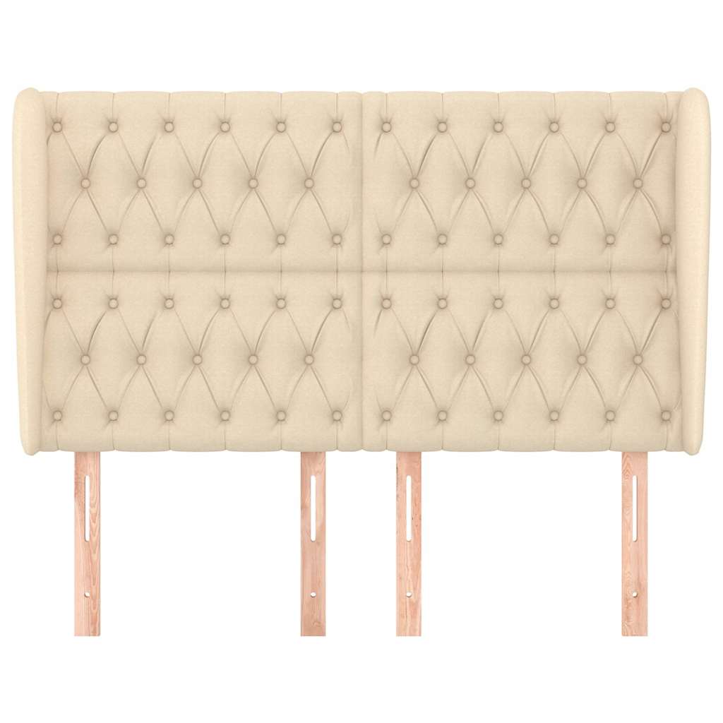 Vidaxl hoofdbord met randen 147x23x118 128 cm stof crèmekleurig
