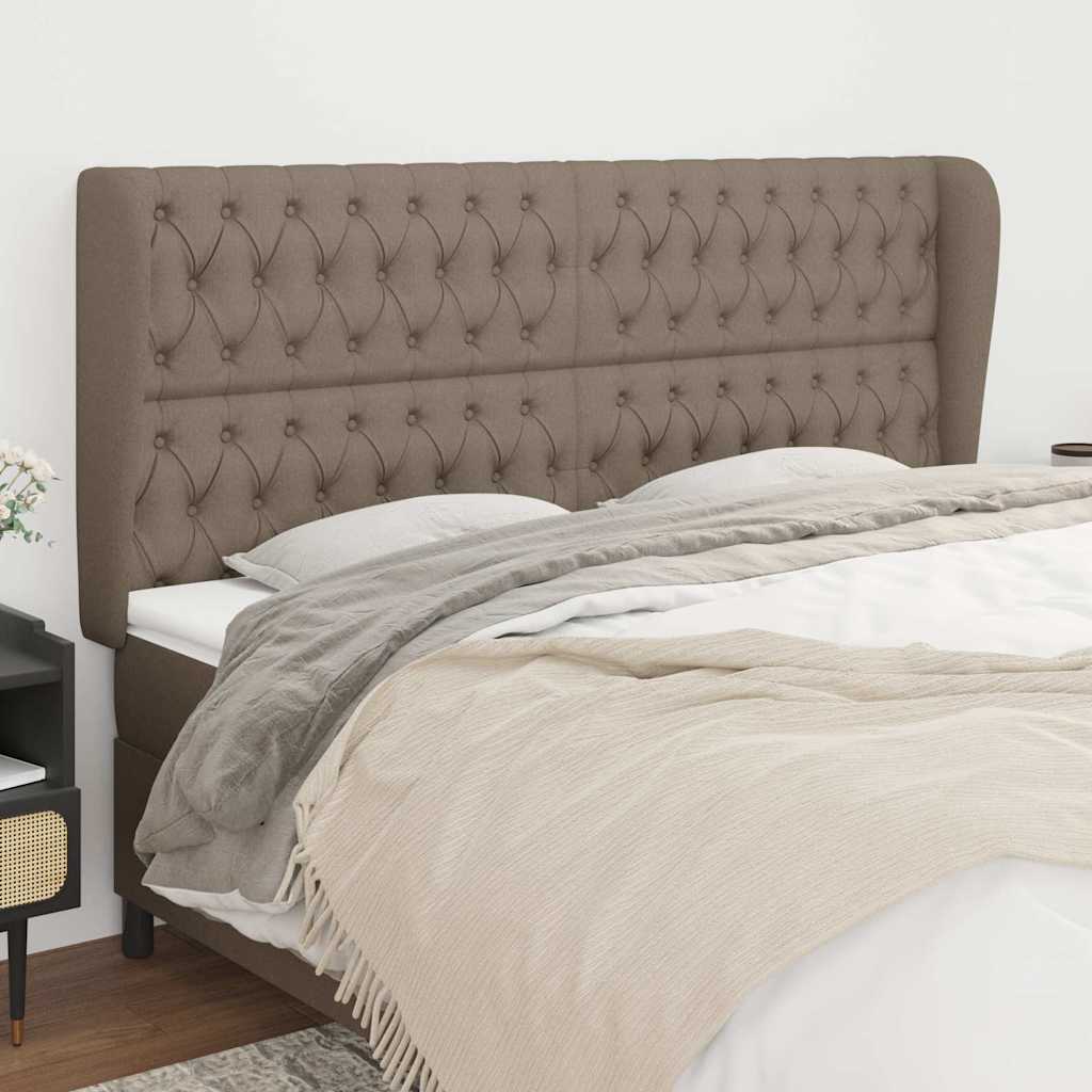 Vidaxl hoofdbord met randen 203x23x118 128 cm stof taupe