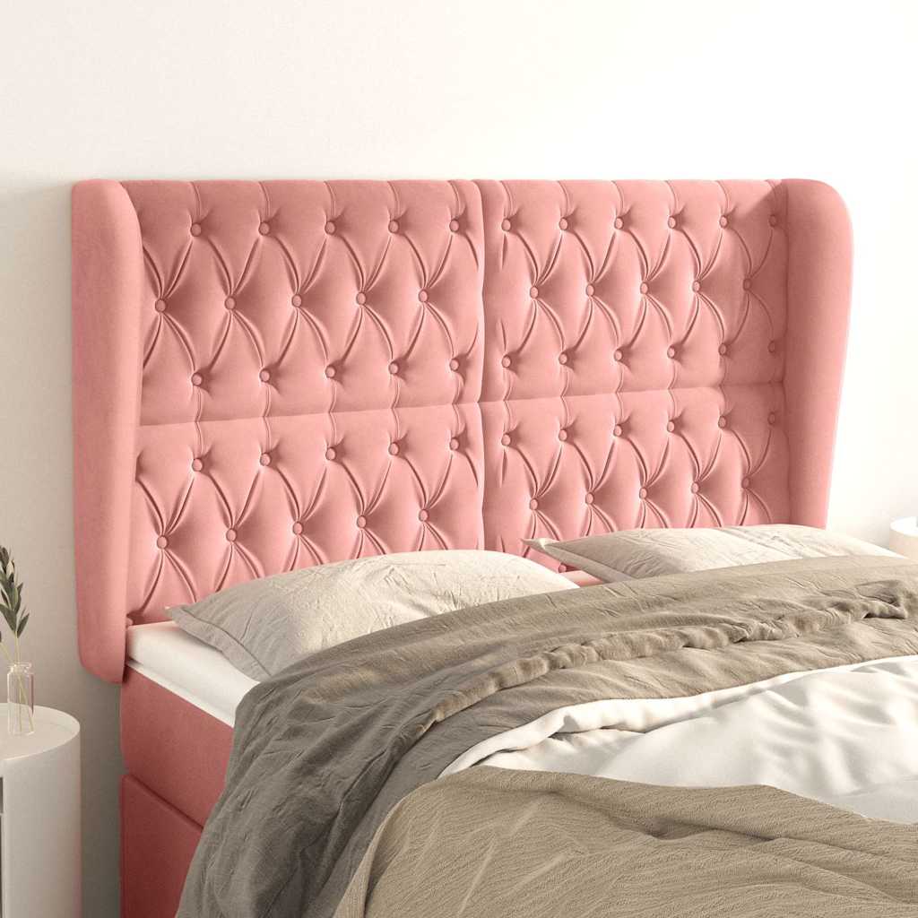 Vidaxl hoofdbord met randen 163x23x118 128 cm fluweel roze