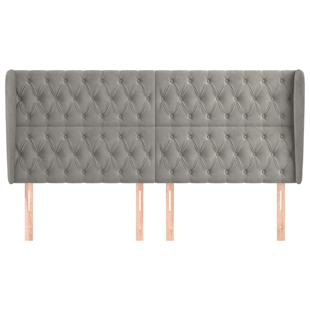 Vidaxl hoofdbord met randen 183x23x118 128 cm fluweel lichtgrijs