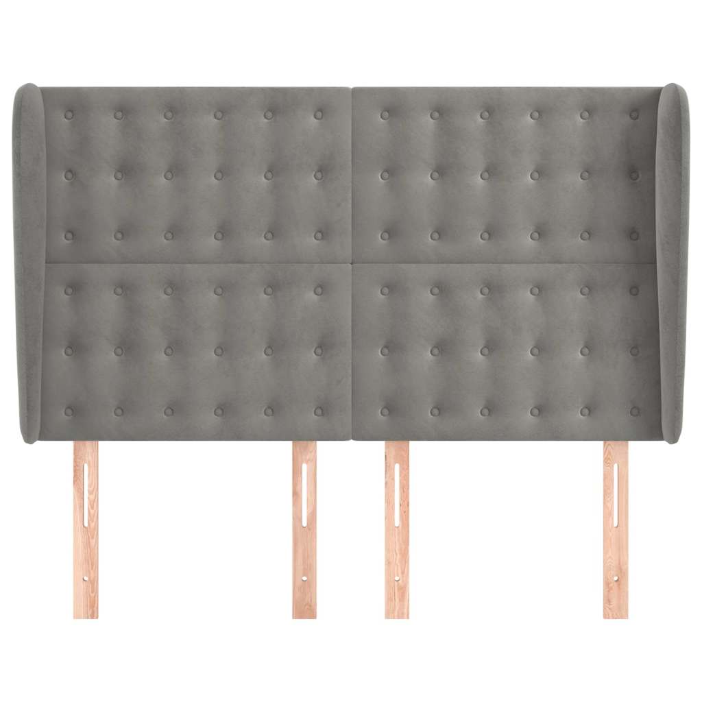 Vidaxl hoofdbord met randen 147x23x118 128 cm fluweel lichtgrijs