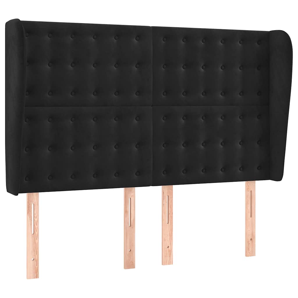 Vidaxl hoofdbord met randen 147x23x118 128 cm fluweel zwart