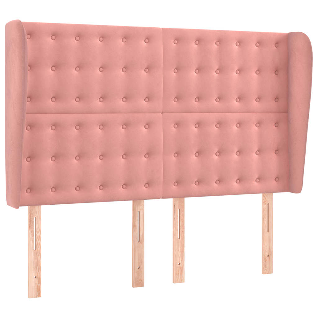 Vidaxl hoofdbord met randen 147x23x118 128 cm fluweel roze