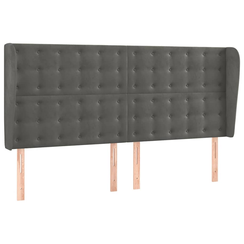 Vidaxl hoofdbord met randen 203x23x118 128 cm fluweel donkergrijs
