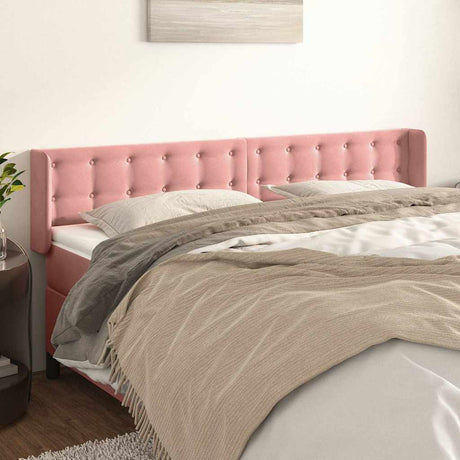 Vidaxl hoofdbord met randen 163x16x78 88 cm fluweel roze